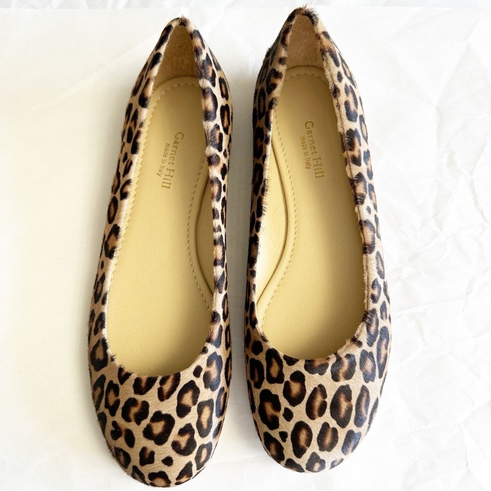 Garnet Hill Women’s Leopard Petra Signature Ballet Flat Leather Handmade‎ Italy